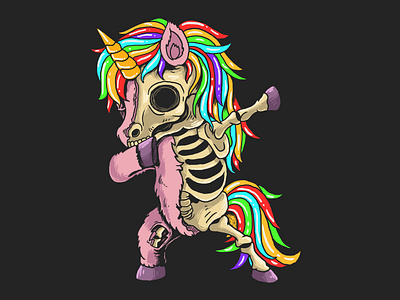 unicorn zombie dabbing illustration vector graphic