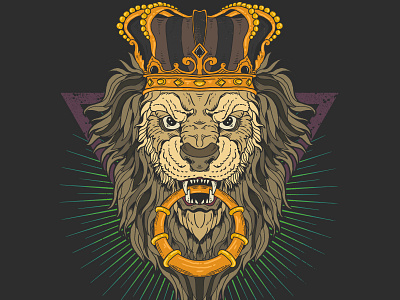 lion head illustration vector graphic aggressive anger angry animal art artwork beast black carnivore cat closeup crown dark drawing illustration jungle king lion tiger wild