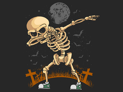 skeleton dabbing dance illustration vector graphic artwork bat celebration cemetery character concept creepy cute dance dark dead death decoration decorative devil drawing face illustration skeleton