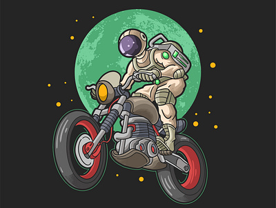 Astronaut Ride Bike artwork astronaut bike cute illustration planet spacesuit