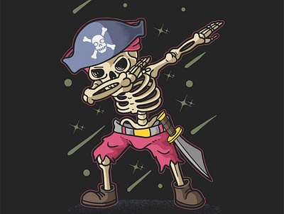 Pirate Skeleton Dab artwork cute dabbing illustration pirate skeleton skeleton dab