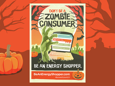 Zombie Consumer bat halloween hand illustration laptop pumpkin scary zombie