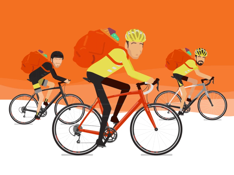 S8080 Cyclists animation bike characters cycling cyclist leisure orange people sport