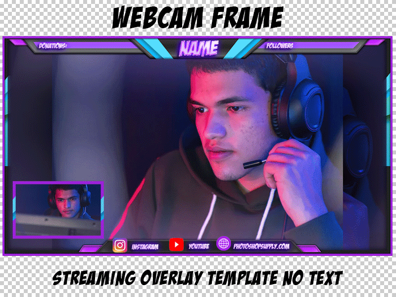 Webcam Frame gaming overlay stream overlay streaming overlay twitch overlay template webcam frame