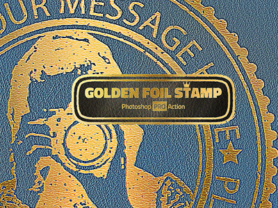 Stamp Photoshop Action Gold Foil Leather