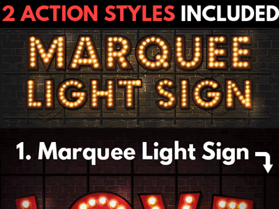 Marquee Light Sign Photoshop Action by Joana N. 🕸 on Dribbble