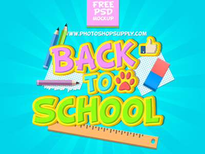 Back To School PSD Free comic book mockup free photoshop psd file text design text effects text style