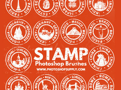 Travel Stamp Brushes (FREE) brushes freebie photoshop rubber stamp stamp travel