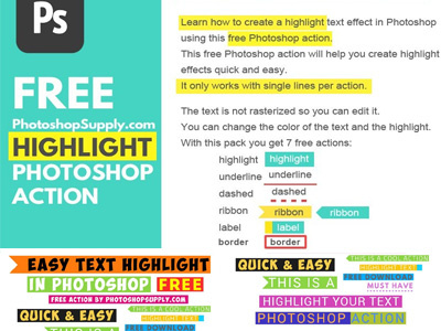 Free Text Photoshop Action (Highlight Effect) free photoshop action freebie photoshop action text action text highlight text photoshop
