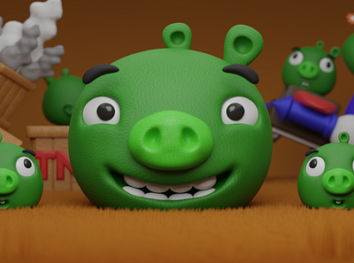 Papa Pig and His Cute Childrens 3d 3dart 3dmodel animation design illustration logo motion motion graphics ui