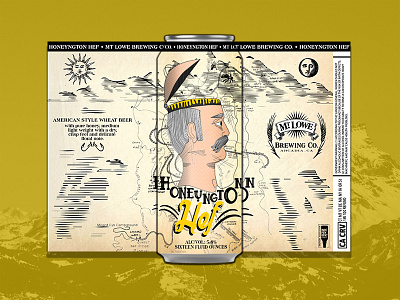 Huntington Hef for Mt. Lowe. Brewing beer hef label lithograph packaging
