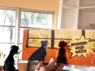 Neighborhood Watch 2 Low alarm animals art dog dogs illustration inspiration painting silhouette window wood woodart