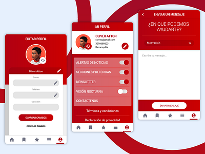 App El Heraldo - Profile app contact design edit interface mobile design profile settings ui