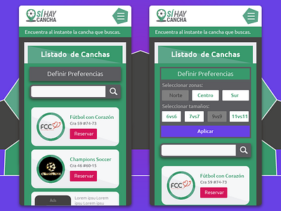 App Si Hay Cancha Listado app design football illustration interface iphone material mobile soccer ui ux