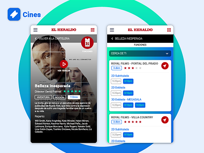 Cinema App - Movie cine cinema design flat gps interface material mobile movie ui user ux