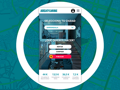 Áreacaribe app city interface ios layout location mapbox maps real estate rent sale ui ux