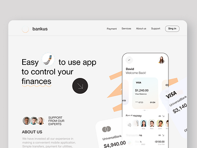 Landing page design for banking app app banking branding design graphic design icon landing mobile page ui ux