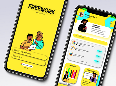 Freework Mobile Apps app branding design flat illustration minimal mobile mobile app mobile app design mobile ui ui ux web