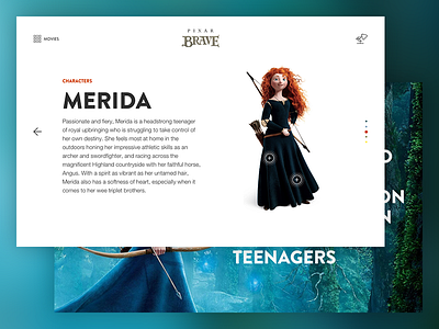 Character page with detailed view pixar redesign ui ux