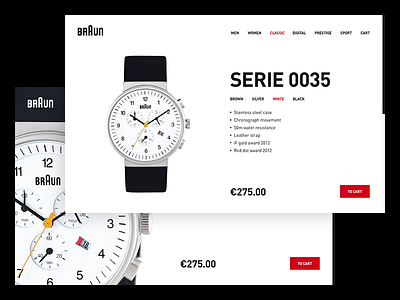 Braun cart e commerce product redesign shop ui ux watch webshop