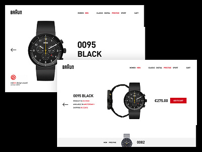 Product page cart e commerce product redesign shop ui ux watch webshop