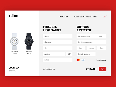 Checkout cart e commerce product redesign shop ui ux watch webshop