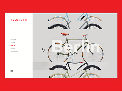 Veloretti product line bicycle bike clean minimal red simple ui