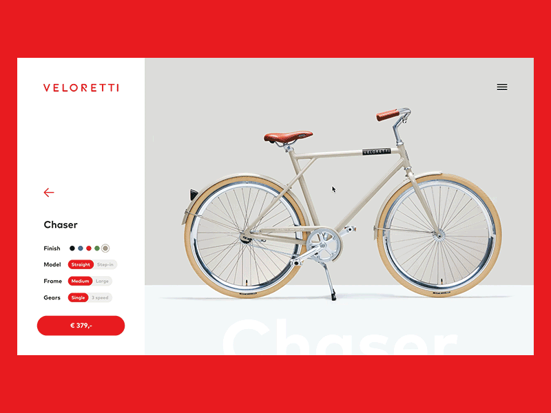 Veloretti product page bicycle bike ui