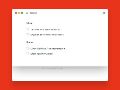 Wunderlist redesign - search screen clean minimal red redesign ui ux wunderlist