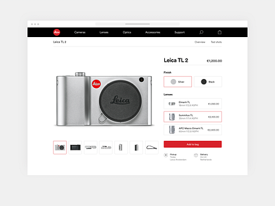 Leica product page camera e commerce leica minimal redesign simple ui ux webshop