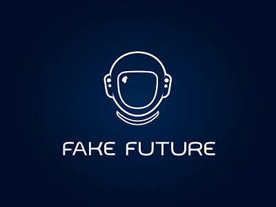 fake future line astronaut blue fake future helmet logo logotype sci fi