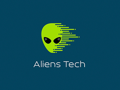 Aliens Tech alien green head logo logotype mark skull tech