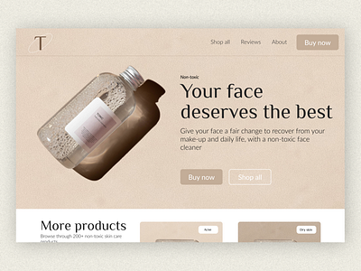 Skin care product website design