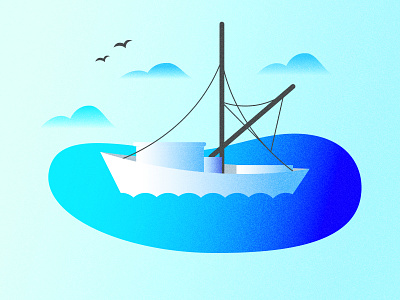 Boat boating color illustration