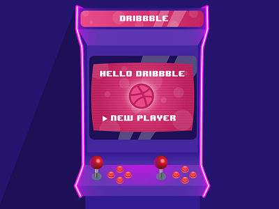 Hello Dribbble ! arcade dribbble dribbbleinvite neon newplayer retro