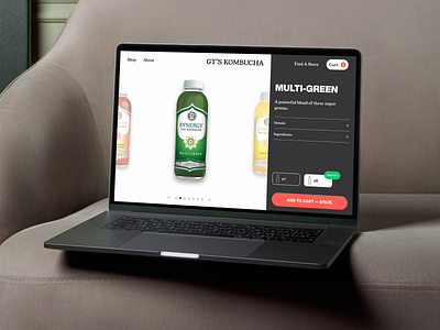 Product Page Concept — GT'S Kombucha design drink interaction menu page product ui ux web design
