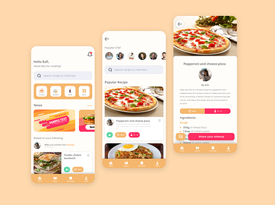 Recipe App app design flat minimal mobile mobile design mobile ui ui ux