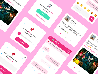 Social Media UI Kit app design emoji kit layout minimal mobile pink social media ui