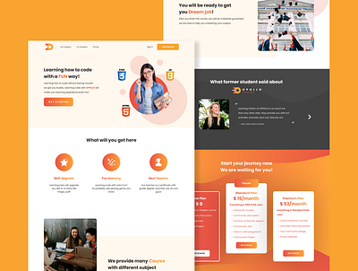 Online Learning Landing Page course design desktop ui ux website