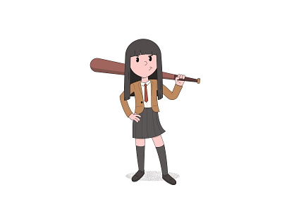 Batter 2d bad girl batter bit cartoon character design girl illustration school schoolgirl