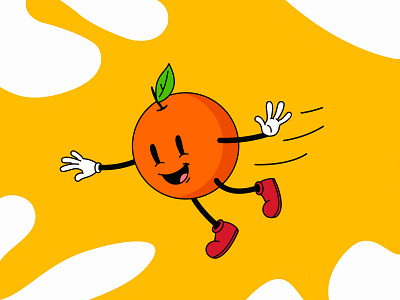 Orange 2d cartoon character citrus fruit illustration juice orange