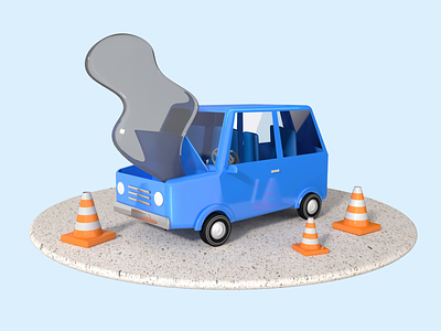Wiggly 3d animation 3d illustration auto repair broken car car animation cinema 4d mechanic repair shop smoke