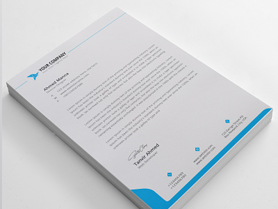 Letterhead business clean corporate design doc letter letter size letterhead modern ms word pad print ready psd word template