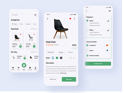 Furniture e-commerce IOS mobile app ui design