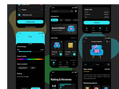 Furniture e-commerce shop app app design clean ecommerce ecommerce app furniture furniture app ios minimal minimalist mobile mobile app product design shop store ui ui design uiux ux ux design