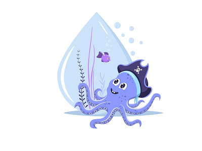 Octopus cartoon style design graphic graphic design illustration octopus pirate vector