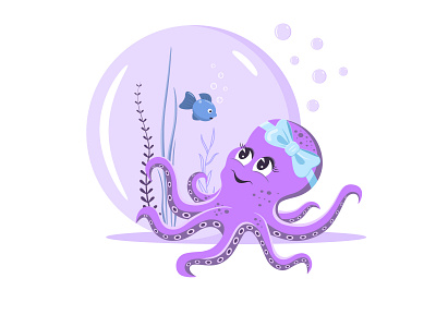 Cute little octopus cartoon style design graphic graphic design illustration octopus милый