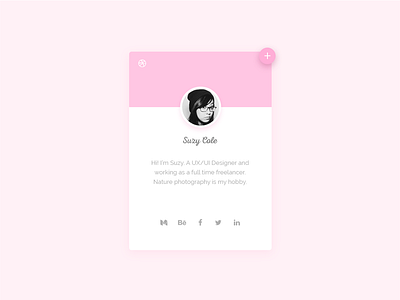 Profile Card 06 - Dribbble add avatar dribbble icons pink profile social ui ux