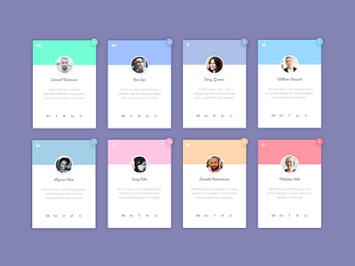 Profile cards avatar cards connect follow icons profile social ui