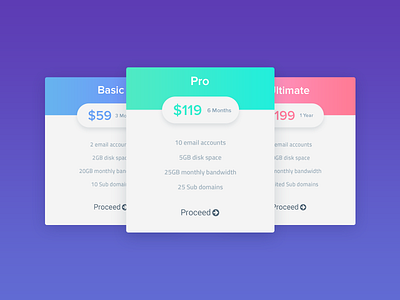 Pricing cards button card host packages pricing ui ux web